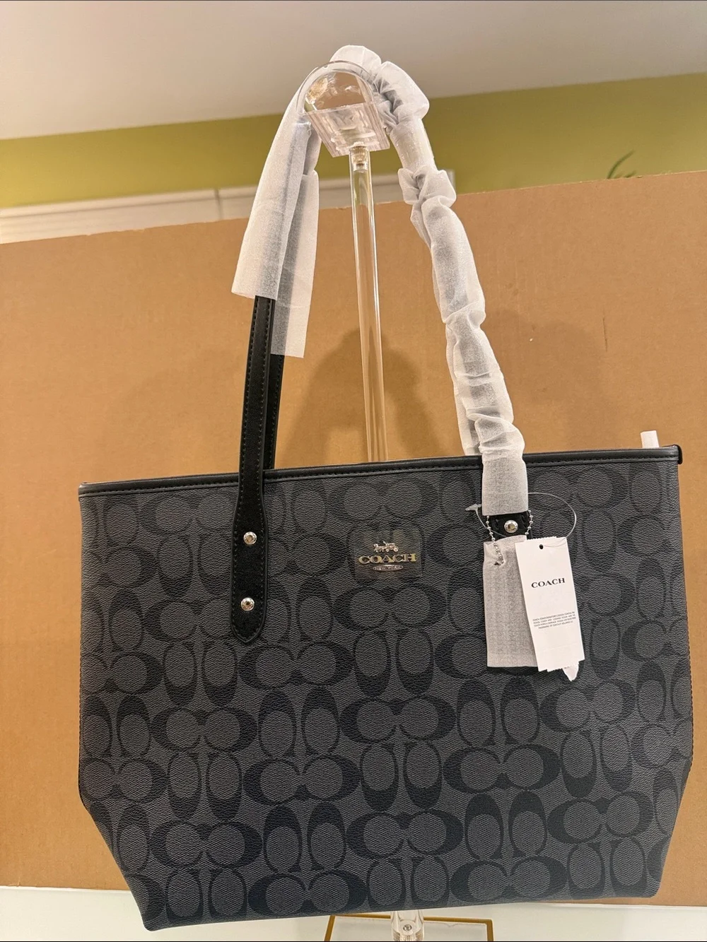 COACH Charcoal/Black Signature Canvas Tote